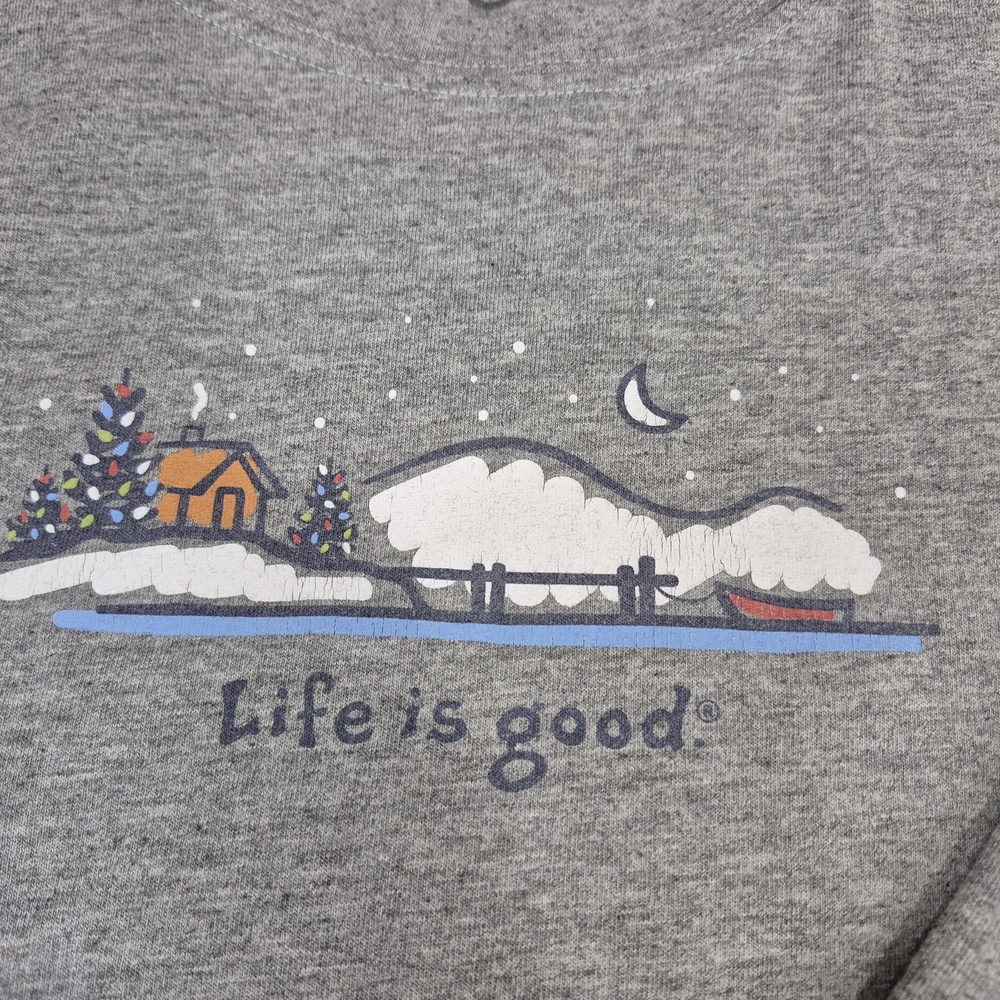 Life Is Good Gray Long Sleeve Christmas Themed Tee 1320/525 - Picture 2 of 8
